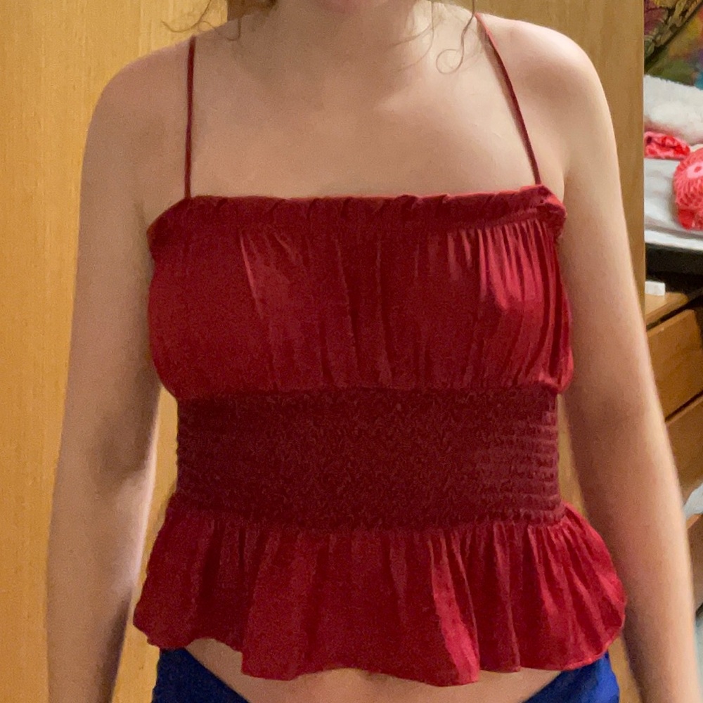 Red Free People Tank